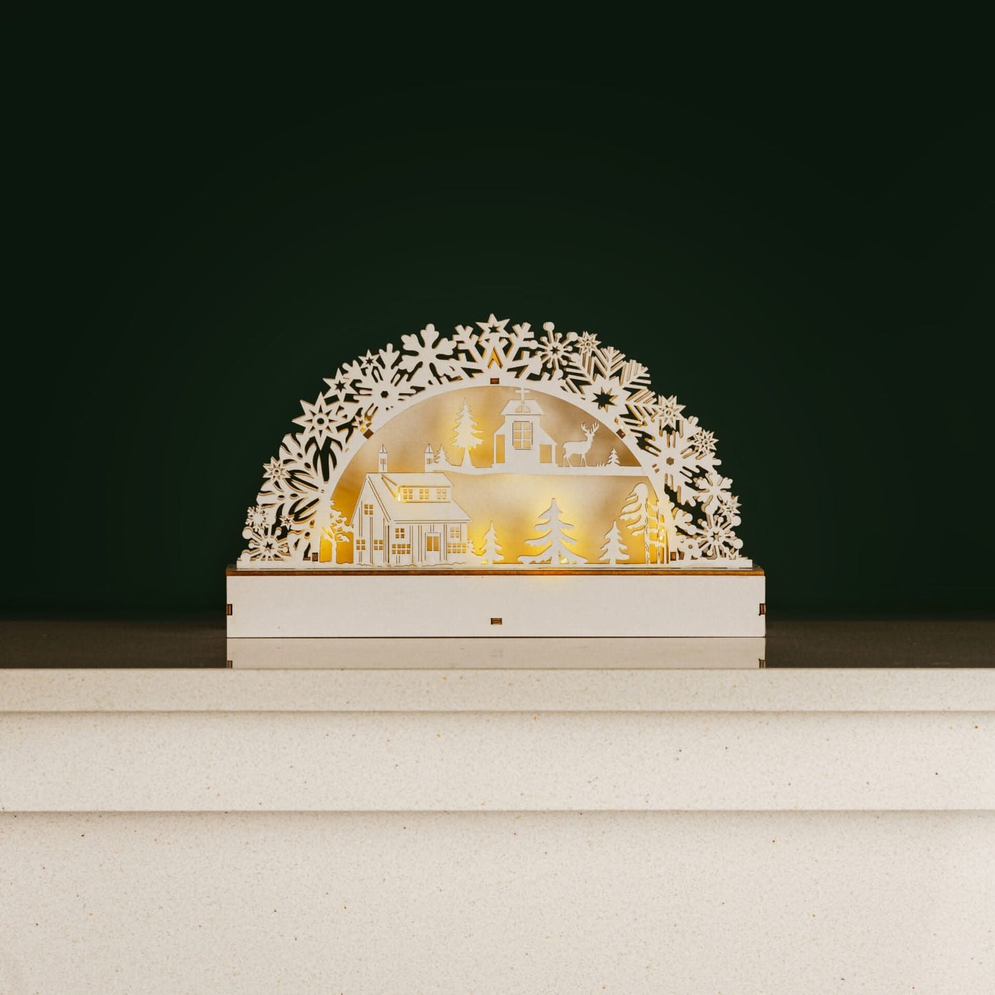 Light Up Wooden Village Christmas Candle Bridge Scene