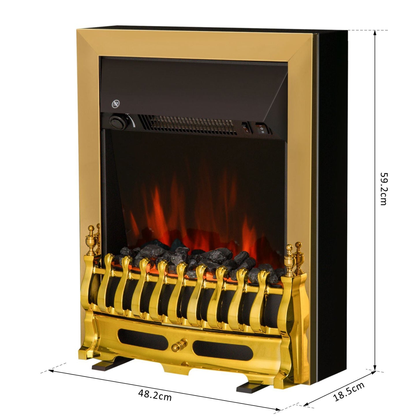 Electric Fireplace LED Light Complete Fire Place Heating Indoor Heater Coal Burning Flame Effect Heat 2000W Max