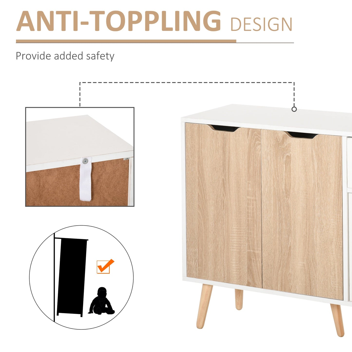 Sideboard Floor Standing Storage Cabinet with Drawer for Bedroom