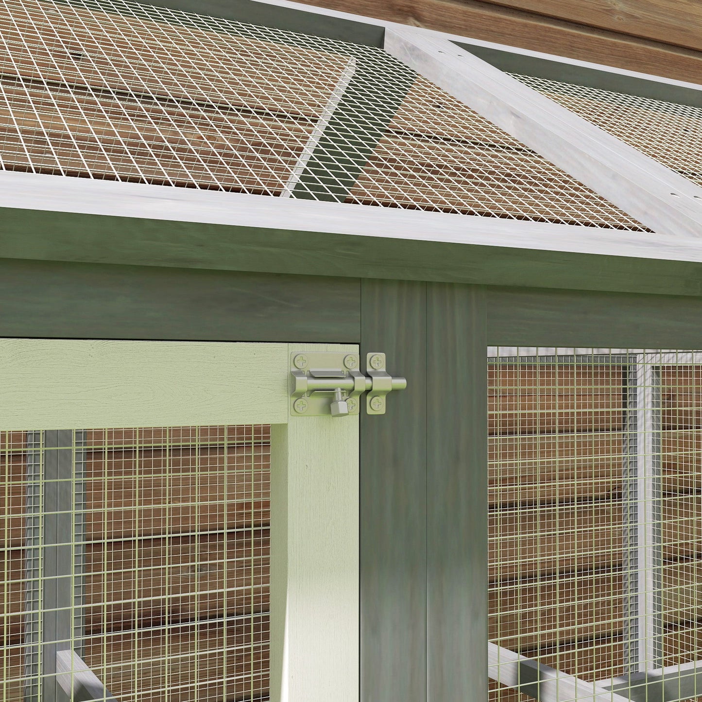 PawHut Chicken Run, Wooden Chicken Coop w/ Combinable Design - Grey