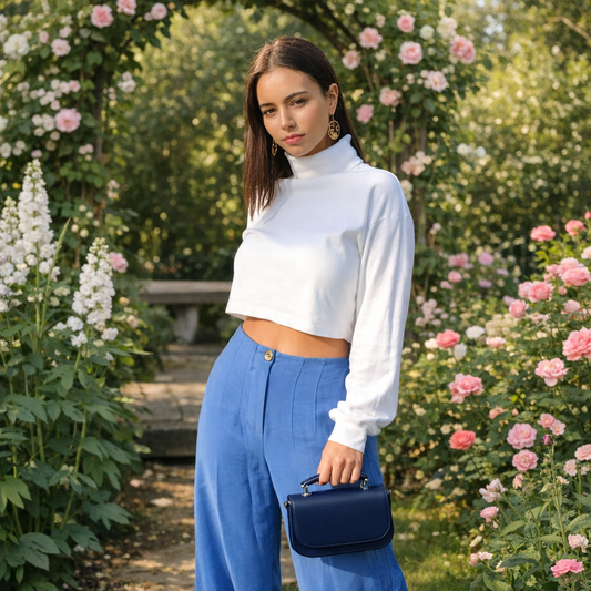 Aura Handmade Leather Bag - Navy Blue