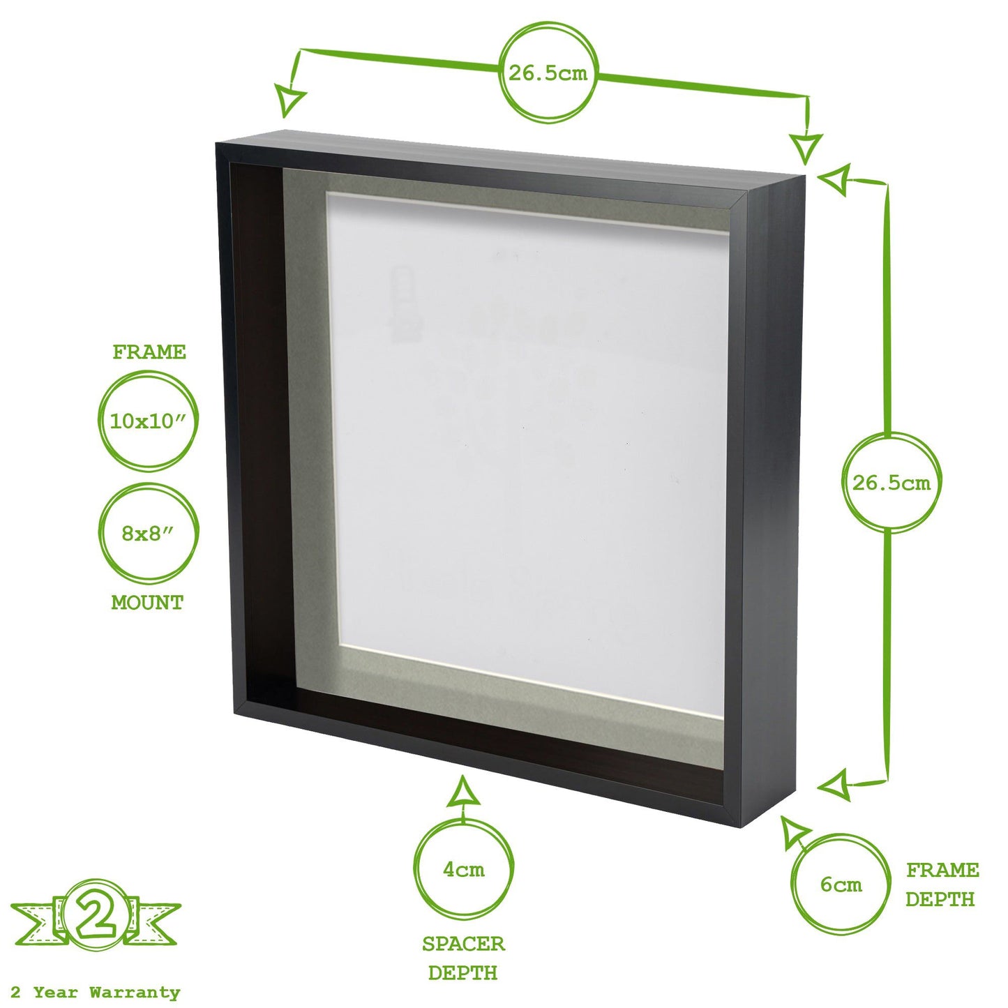 10" x 10" 3D Deep Box Photo Frame - with 8" x 8" Mount