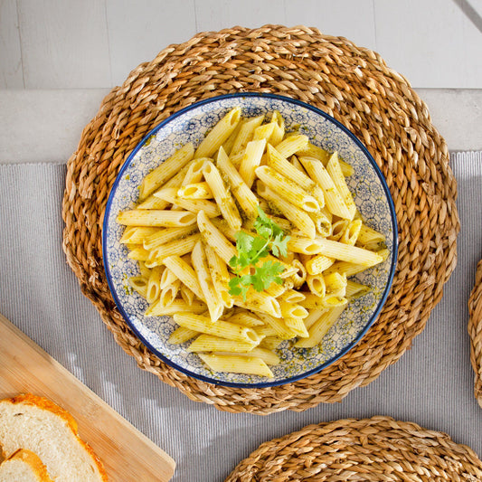 22cm Hand Printed Stoneware Pasta Bowls - Pack of Six