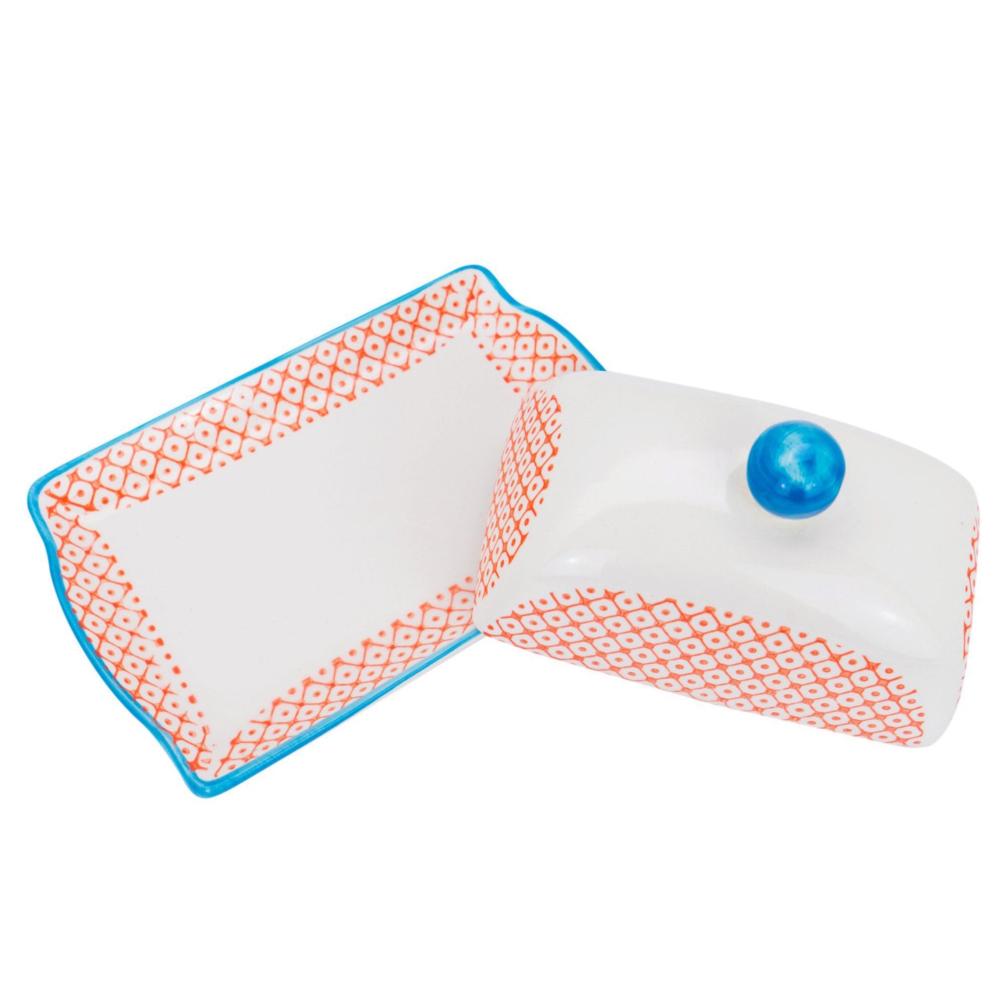 Hand Printed Stoneware Butter Dish