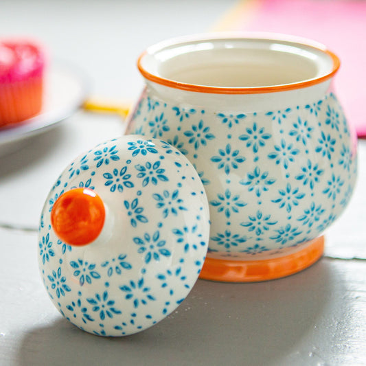 Hand Printed Stoneware Sugar Bowl