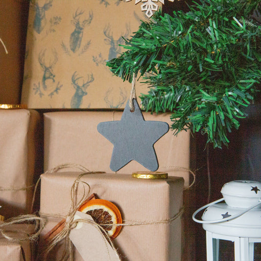 Slate Star Christmas Tree Decoration - Pack of Six