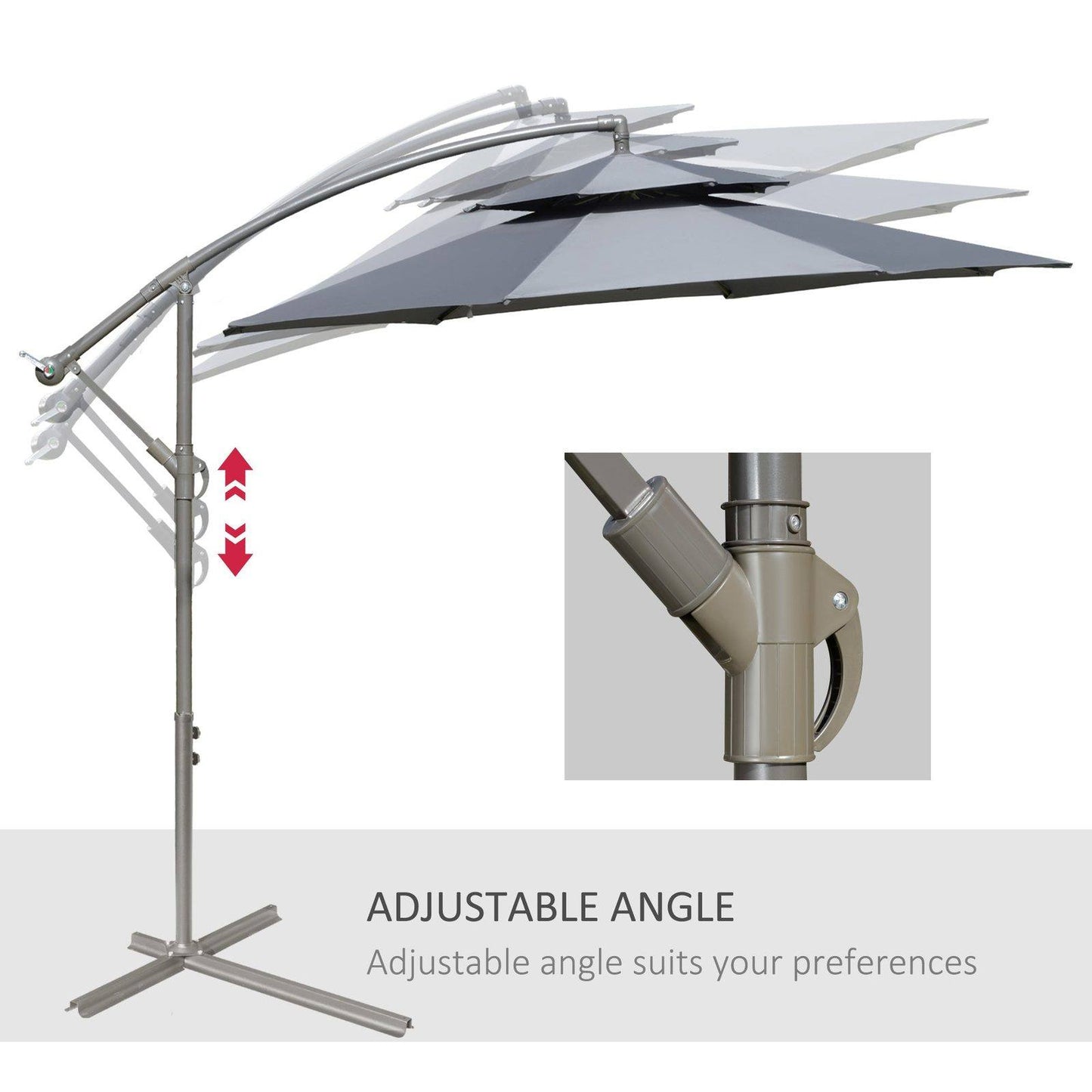 2.7M Garden Banana Parasol Cantilever Umbrella With Crank Handle