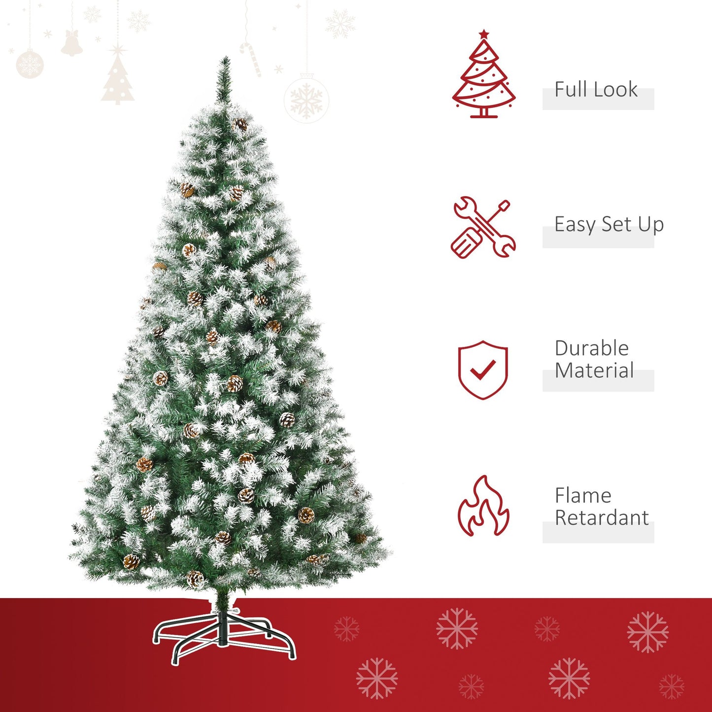 6FT Artificial Christmas Tree with Pine Cones