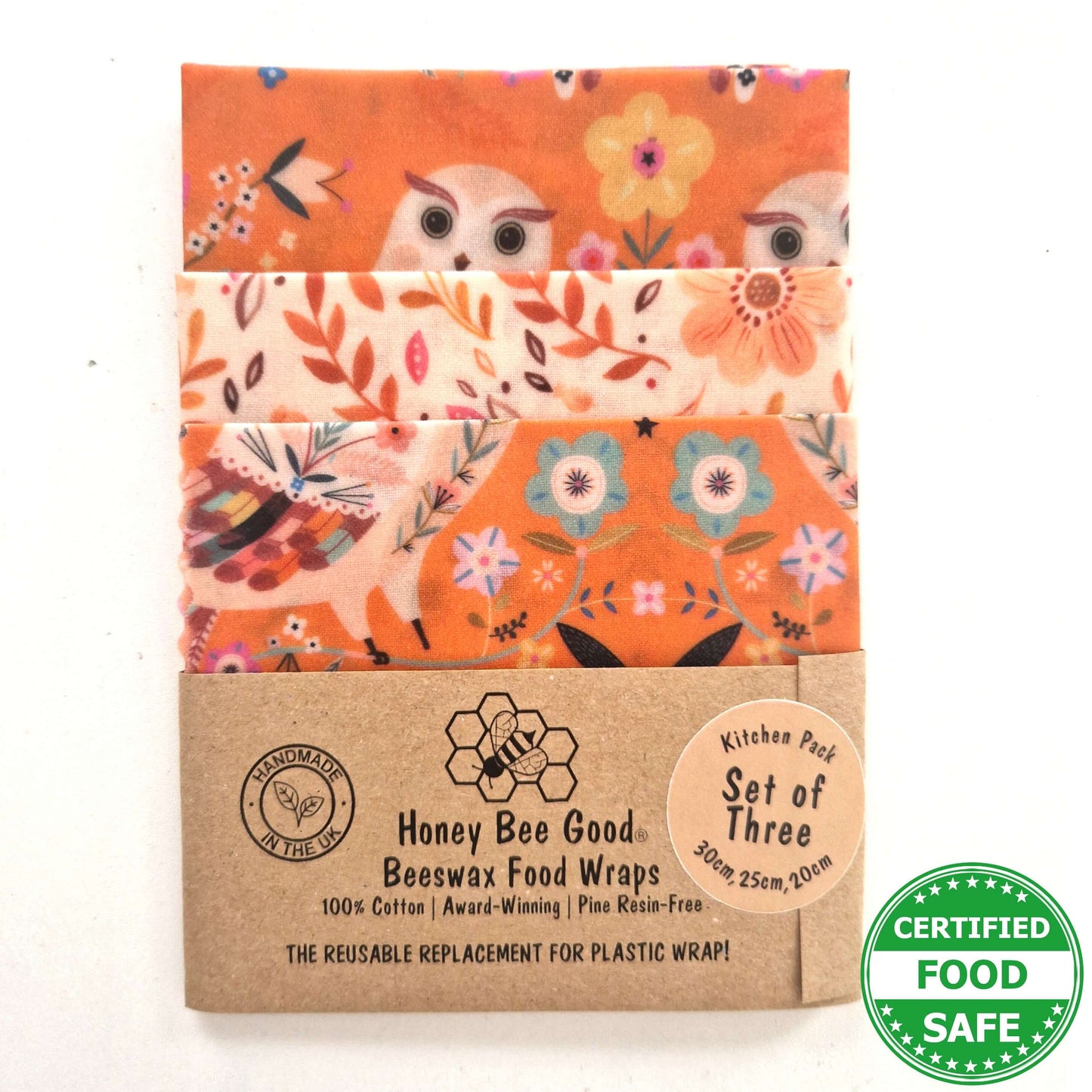 *Set of 3 Handmade Beeswax Wraps | Owls
