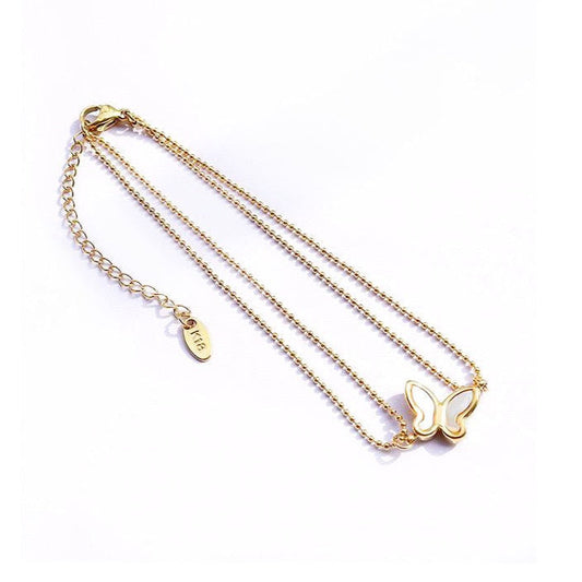 Callie 18k Gold Plated Layered Butterfly Anklet