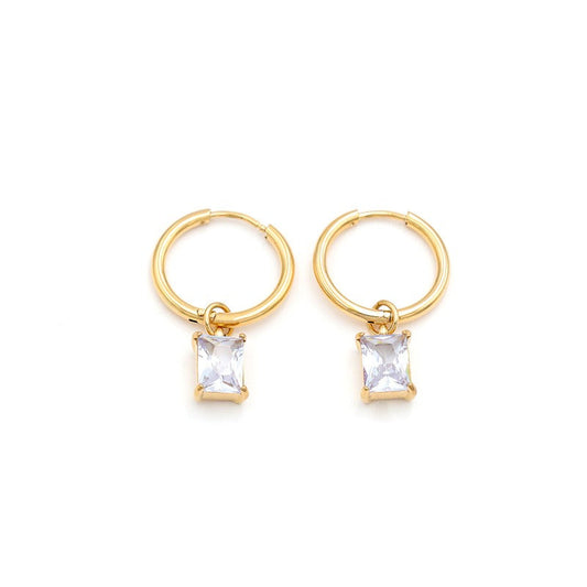 Senna Luxe 18k Gold Plated Jewel Charm Hoop Earrings
