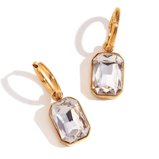 Rani Luxe 18k Gold Plated Clear Jewel Earrings
