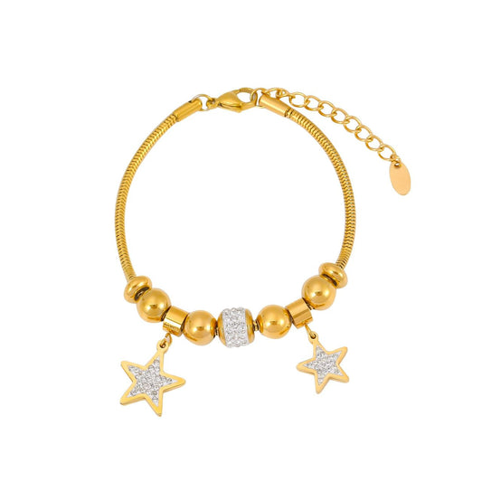 Stellina Luxe 18k Gold Plated Star Charm Celestial Bracelet