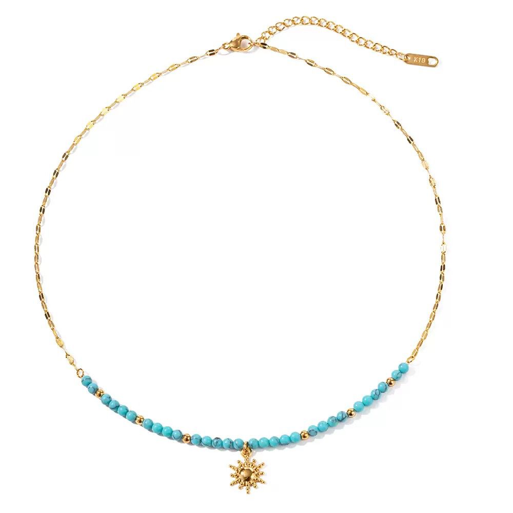 Pippa Luxe 18k Gold Plated Turquoise Beaded Boho Necklace