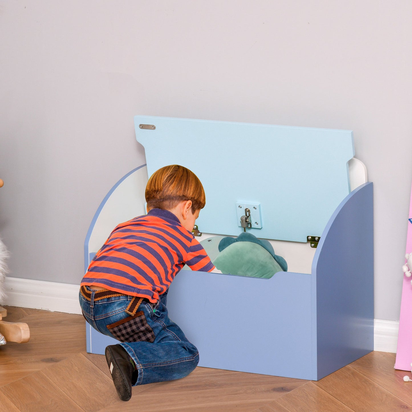Kids Two-In-One Toy Storage Box and Seat Blue