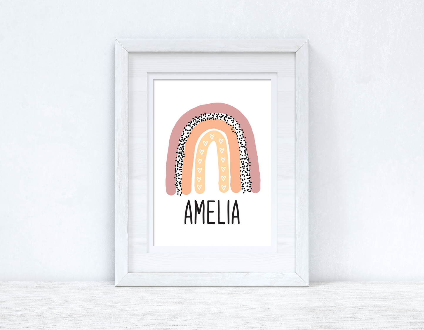 Peachy Pinks Rainbow Name Boho Children's Room Wall Bedroom Decor Print