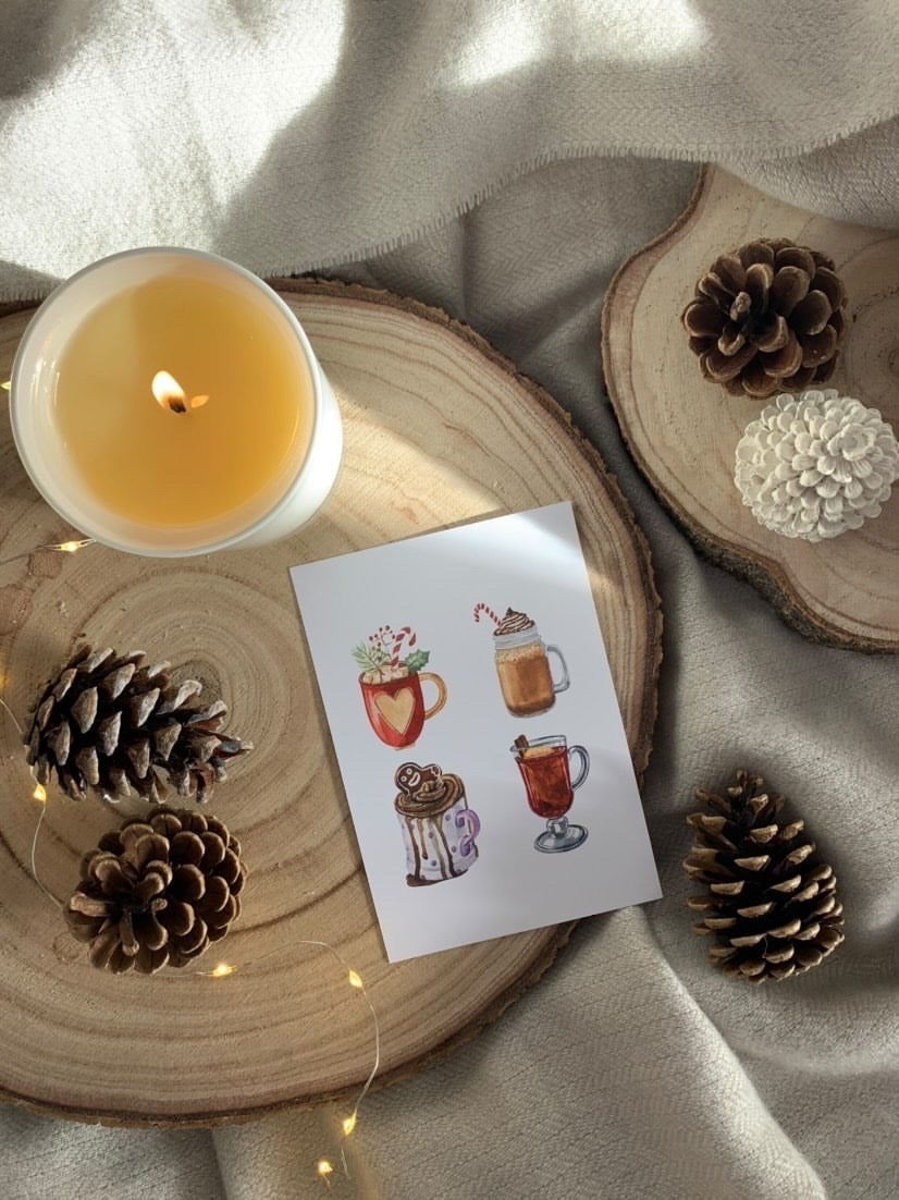 Christmas Drinks Winter Christmas Seasonal Wall Home Decor Print