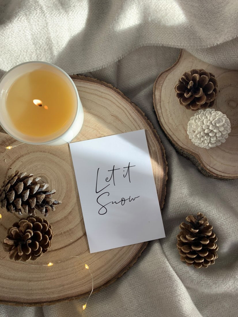 Let It Snow Simple Winter Christmas Seasonal Wall Home Decor Print