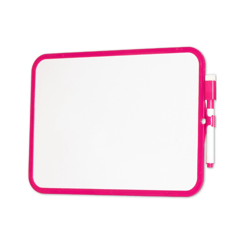 Pink Dry-Erase Whiteboard With Marker & Rubber