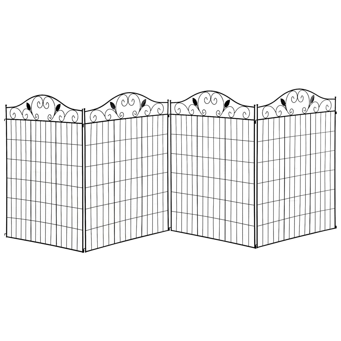 Garden Decorative Fence 4 Panels 44in x 12ft Steel Border Edging for Landscaping