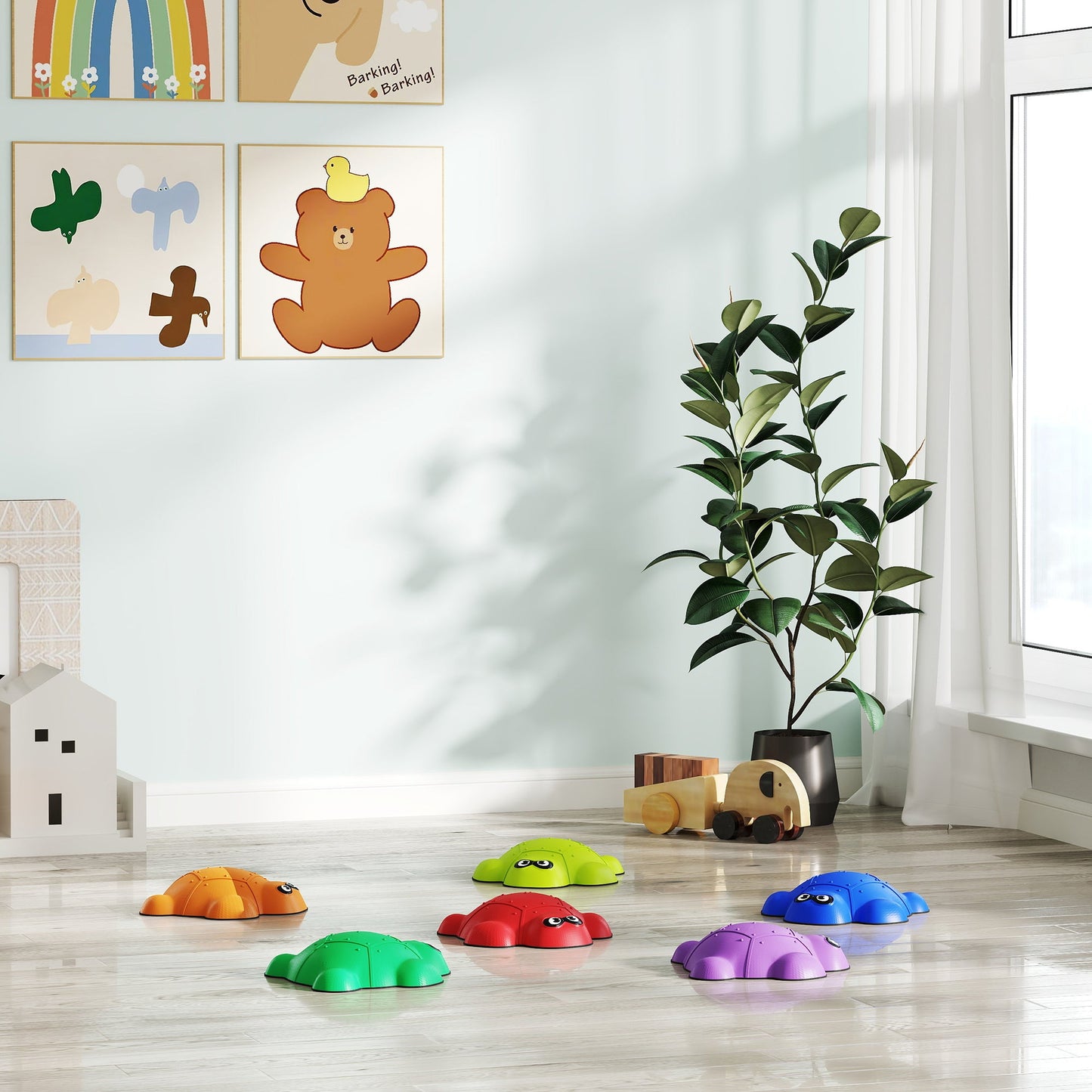 AIYAPLAY 6 PCS Balance Stepping Stones, Stackable River Stones Non-slip Edge