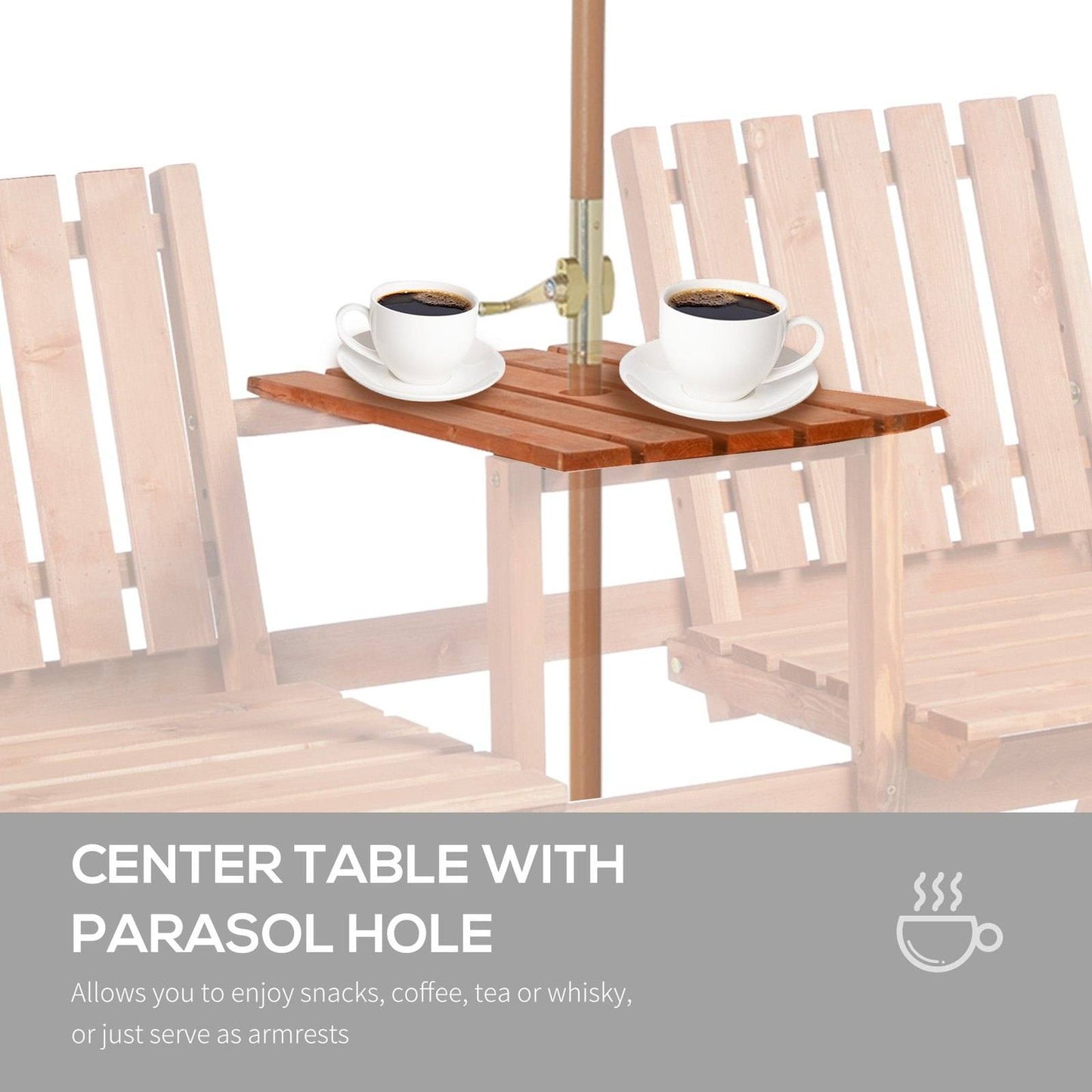 2 Seater Fir Wood Bench w/ Centre Table
