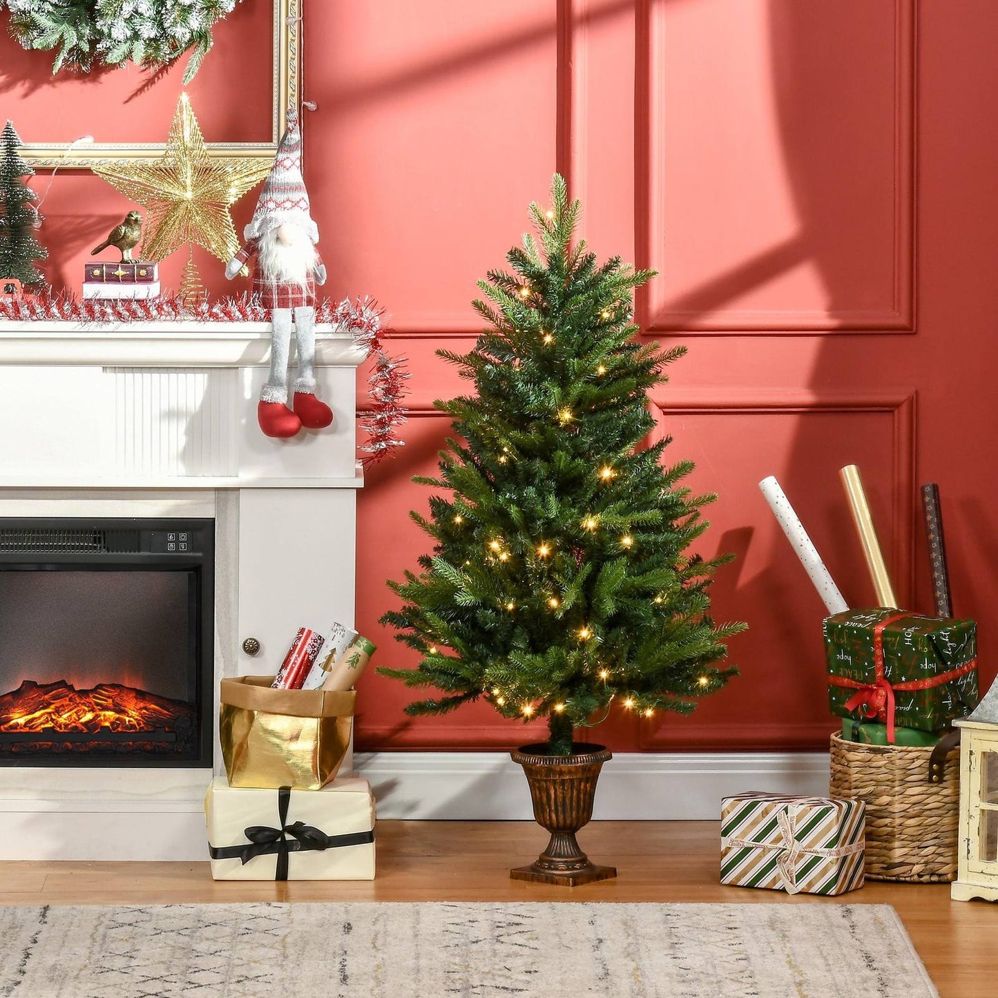 4FT Pre-Lit Artificial Christmas Spruce Tree
