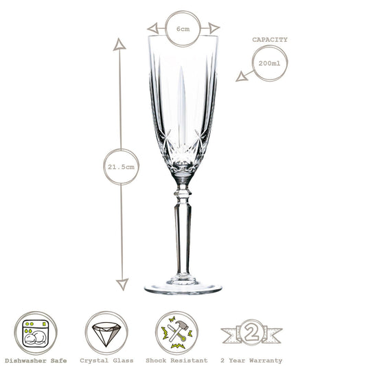 200ml Crystal Orchestra Champagne Flutes - Pack of Six