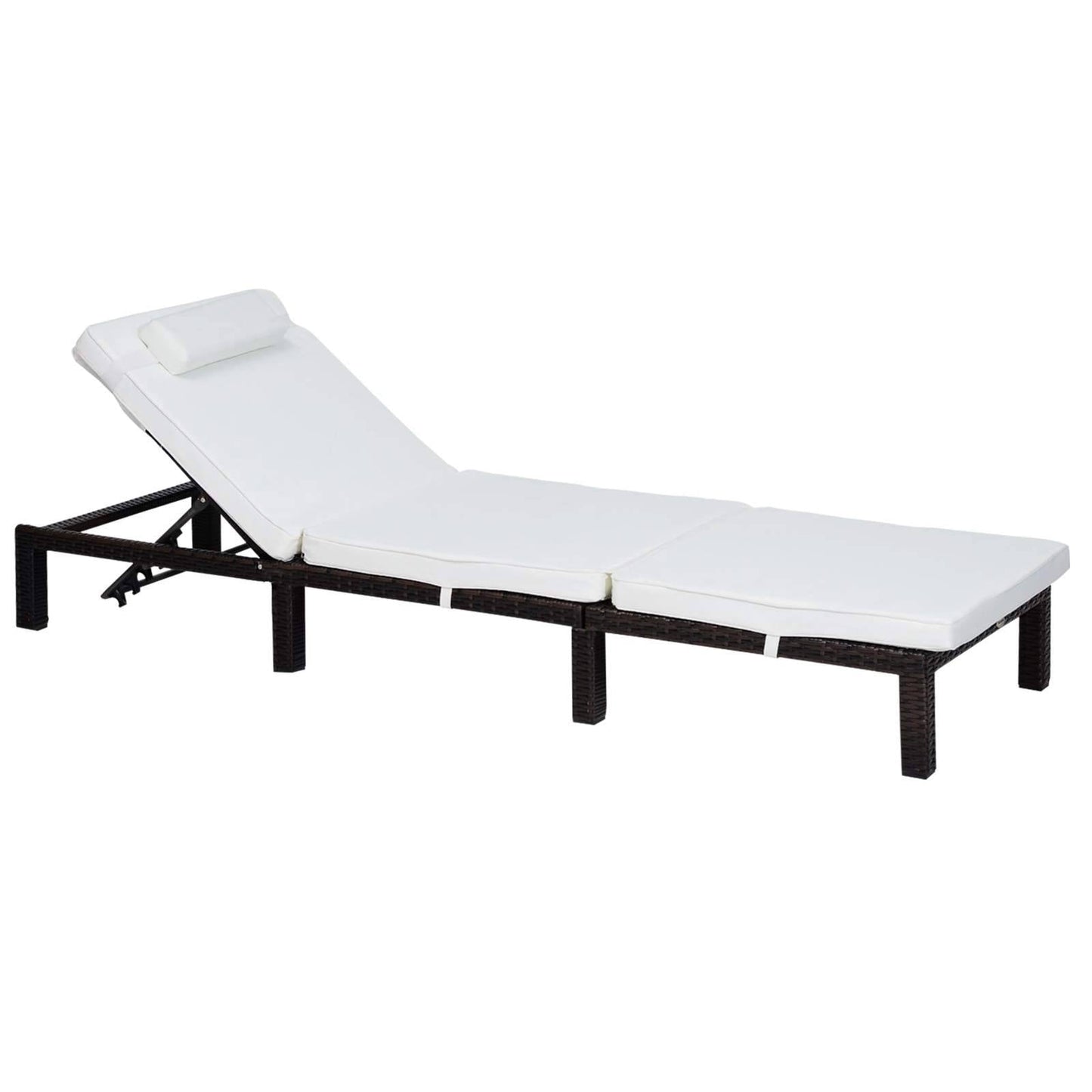 PE Rattan Sun Lounger with Soft Padded Cushion