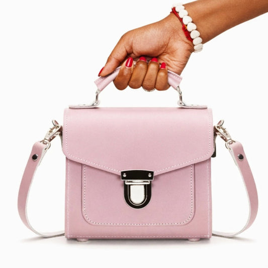 Handmade Leather Sugarcube Handbag - Rose Quartz