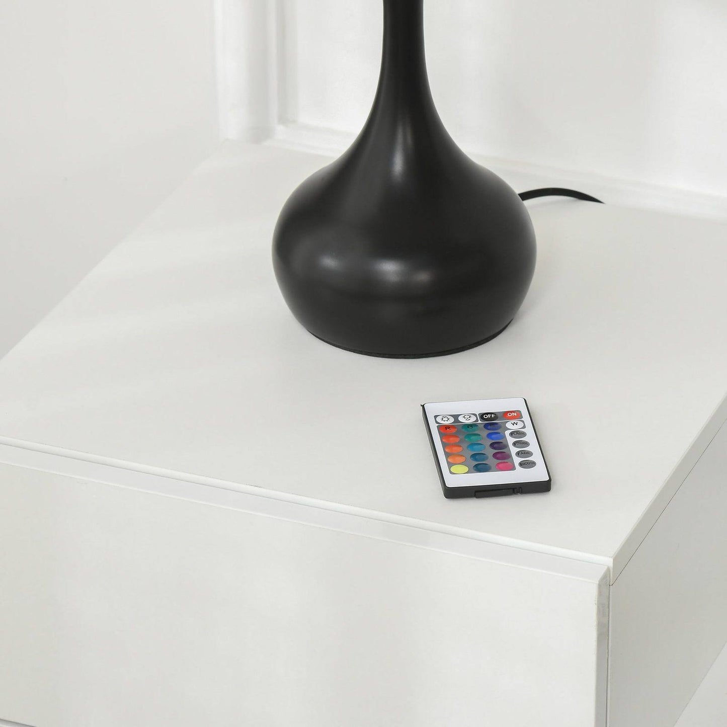 High Gloss Front Bedside Table with Drawers Nightstand with RGB LED Light and Remote for Bedroom Living Room White