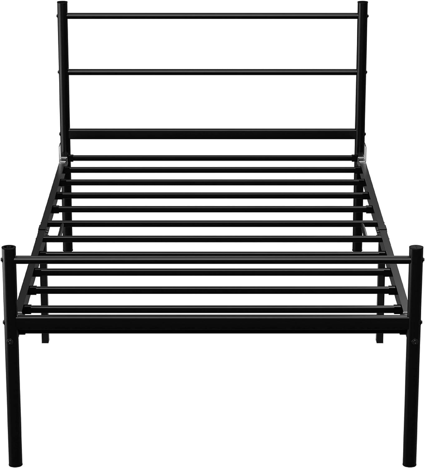 USED Extra Strong Single Metal Bed Frame In Black - Improved