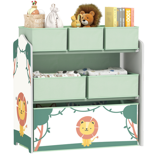 AIYAPLAY Kids Storage Shelf with Removable Fabric Boxes
