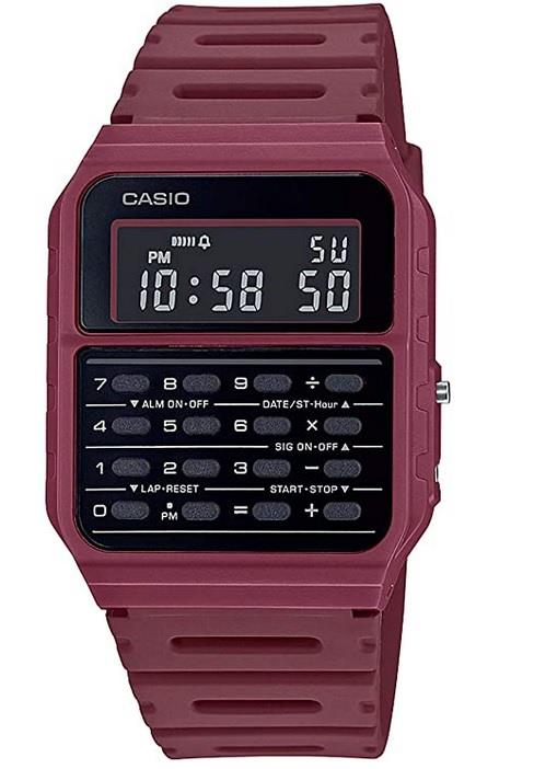 Casio Mens Digital Calculator Retro Dial with Red Plastic Strap Watch - CA-53WF-4BDF