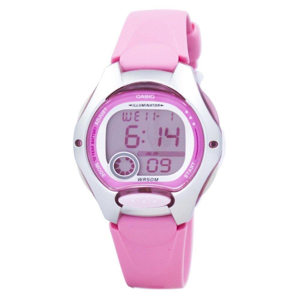 Casio Ladies Digital Pink Rubber Strap Watch - LW-200-4BVDF
