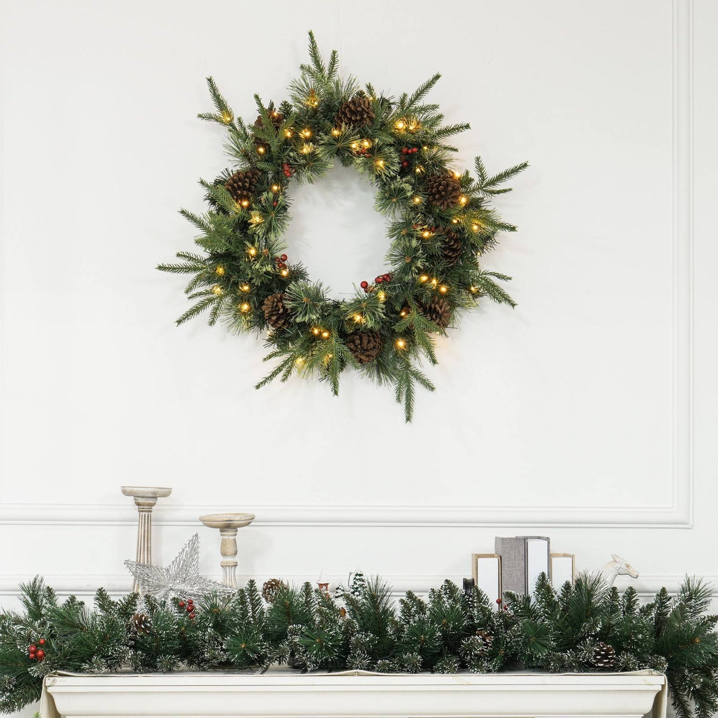 Pinecones & Berries Wreath Christmas Decoration - 60cm
