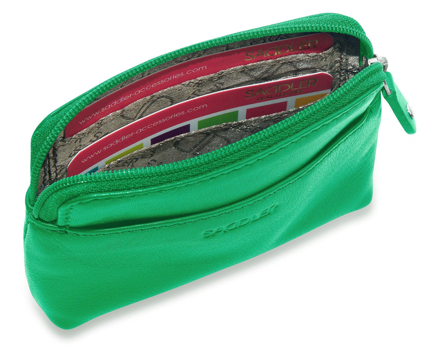 Compact Leather Zip-Top Purse "Pia" – Handmade by Saddler | RFID Protected & Gift Boxed | Multi-Functional Card, Coin & Key Holder