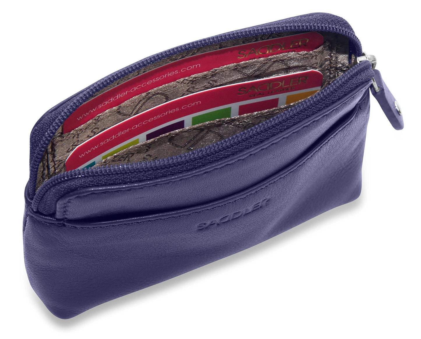 Compact Leather Zip-Top Purse "Pia" – Handmade by Saddler | RFID Protected & Gift Boxed | Multi-Functional Card, Coin & Key Holder