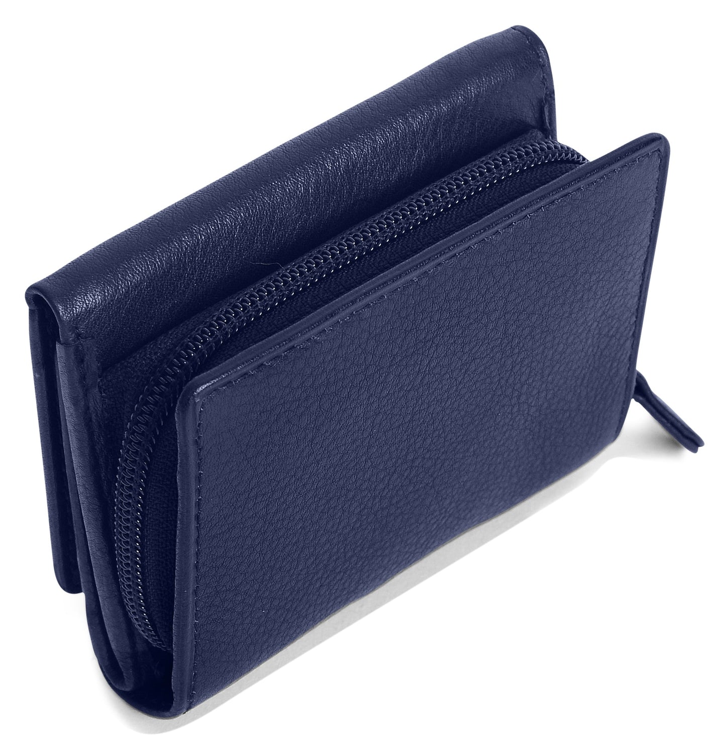 SADDLER CARLA Handmade Leather Compact Trifold Purse – RFID Protected | 5 Card Slots, ID Window & Zipped Coin Pocket | Gift Boxed