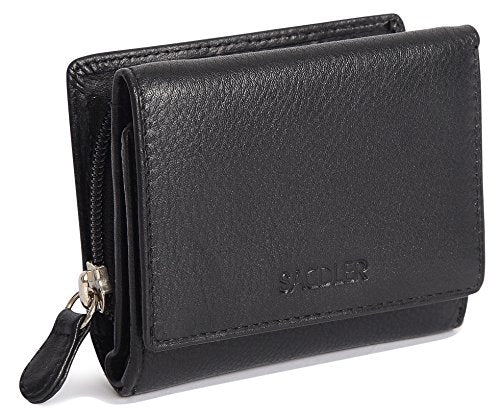 SADDLER CARLA Handmade Leather Compact Trifold Purse – RFID Protected | 5 Card Slots, ID Window & Zipped Coin Pocket | Gift Boxed