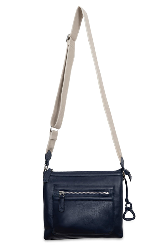 Ellen Leather 3-Section Zip-Top Crossbody bag  - Handmade by Saddler