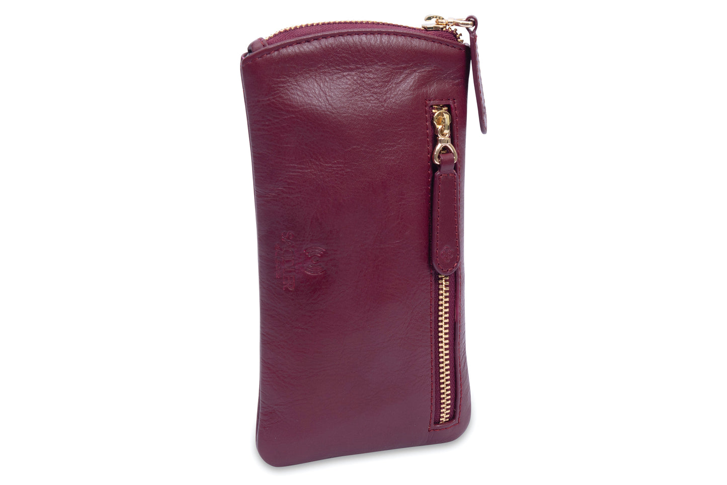 SADDLER "Mabel" Zip Top Real Leather Glasses Case with Card Holder (Gift Boxed)