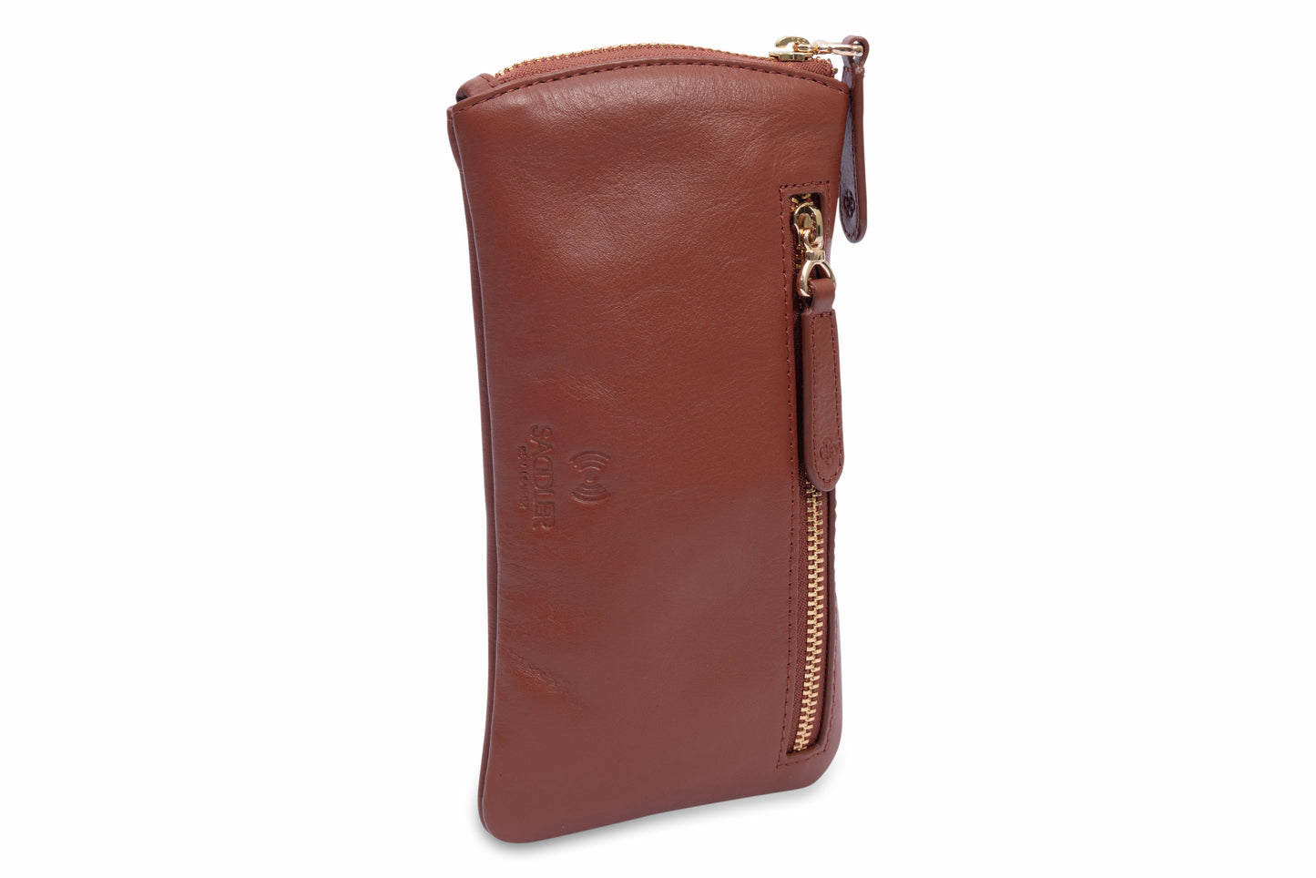 SADDLER "Mabel" Zip Top Real Leather Glasses Case with Card Holder (Gift Boxed)