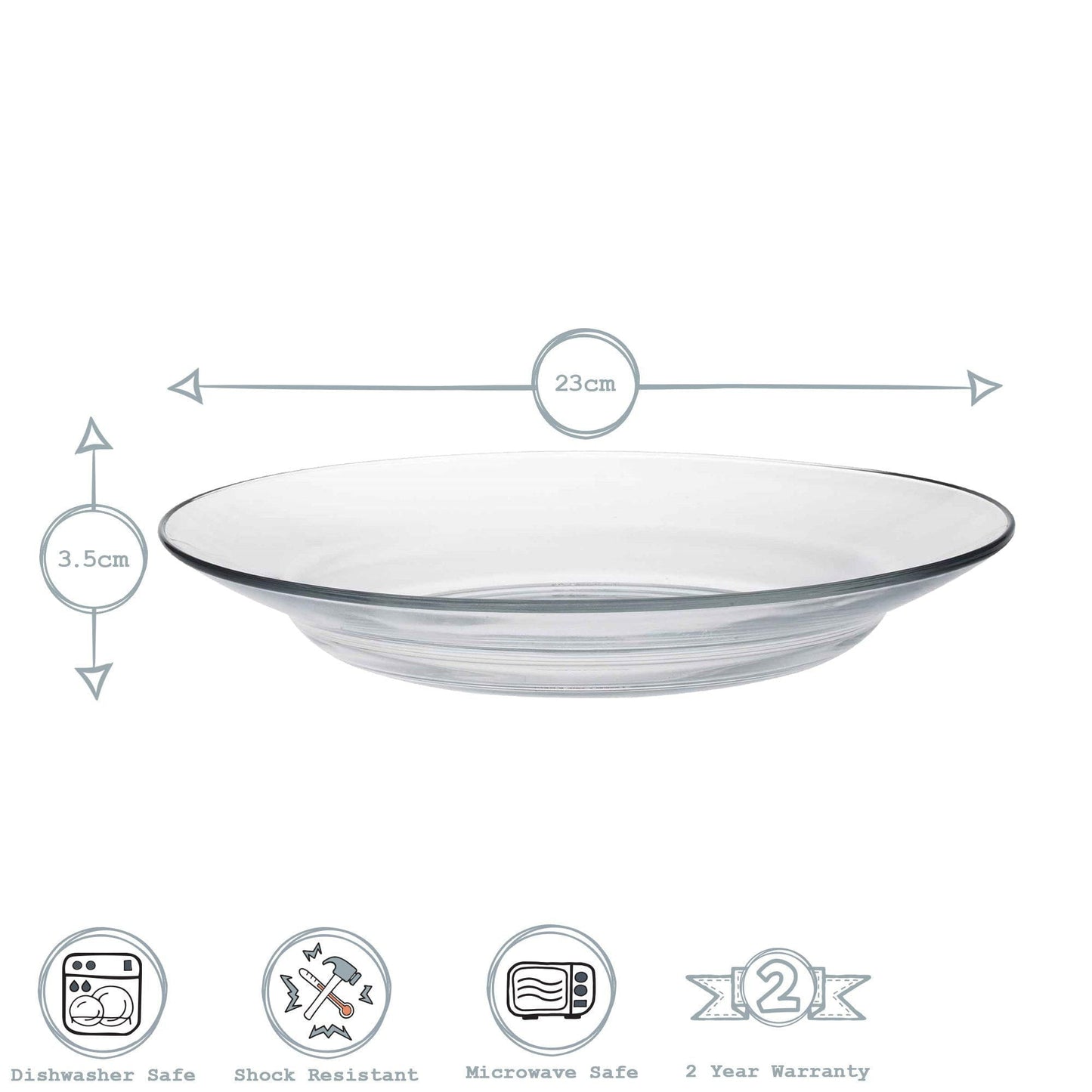 23cm Clear Lys Glass Soup Bowls - Pack of Six