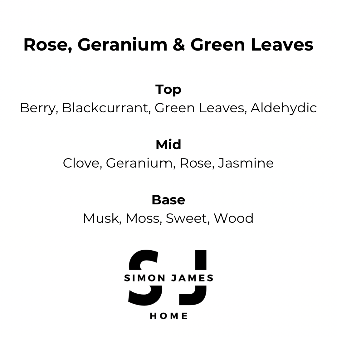 Rose, Geranium & Green Leaves Handmade Soy Wax Candle