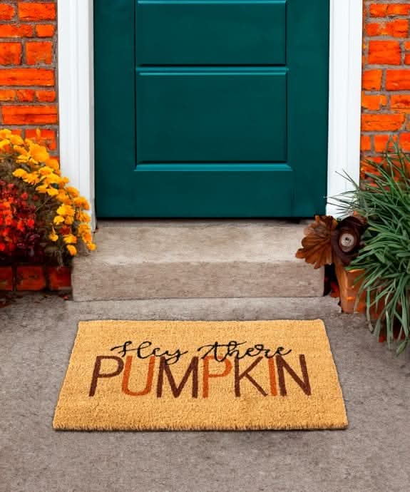 'Hey There Pumpkin' Autumn Coir Door Mat