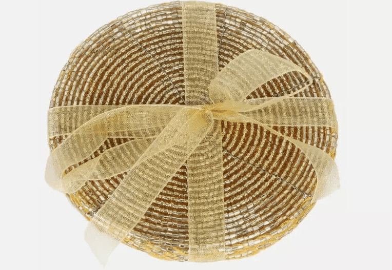 Set of 4 Beaded Gold Coasters