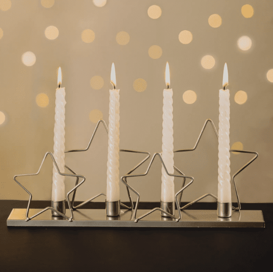 Christmas Silver Star Candle Holder