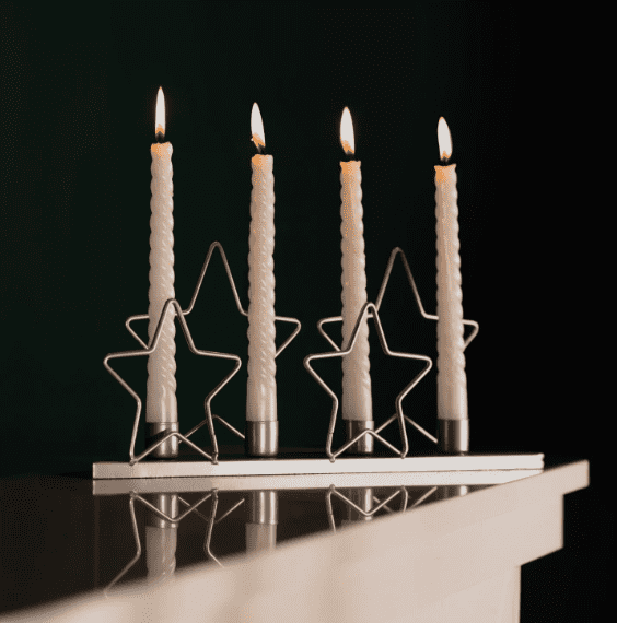 Christmas Silver Star Candle Holder
