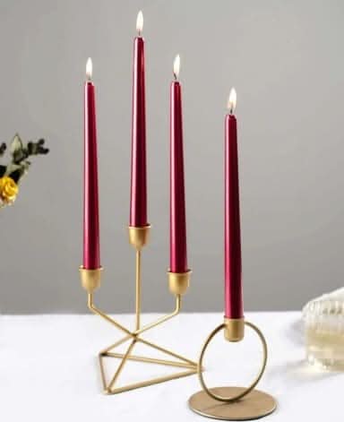 Red Taper Candles 4pc Unscented Table Centrepiece